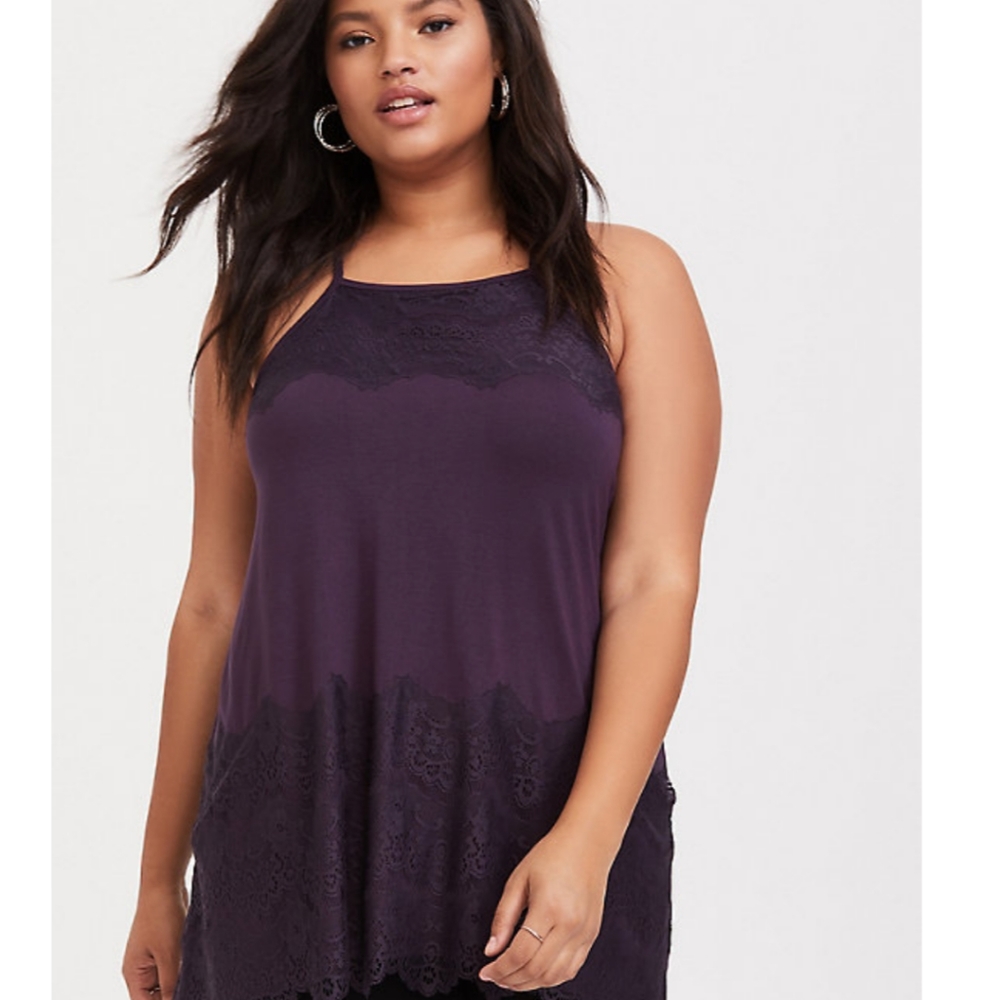 ISO Torrid Deep Purple High Neck Lace Tank